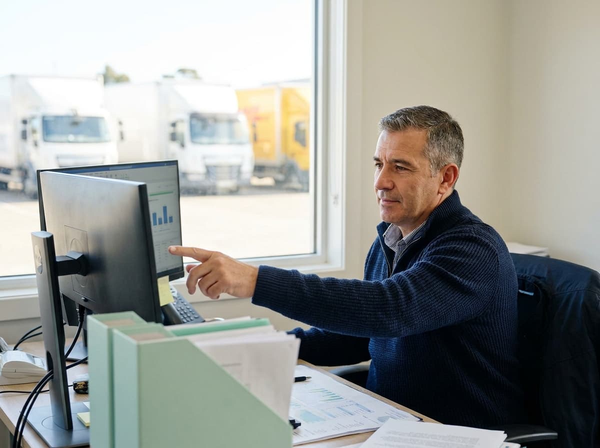 Responsable de mantenimiento revisando su flota en el sistema
